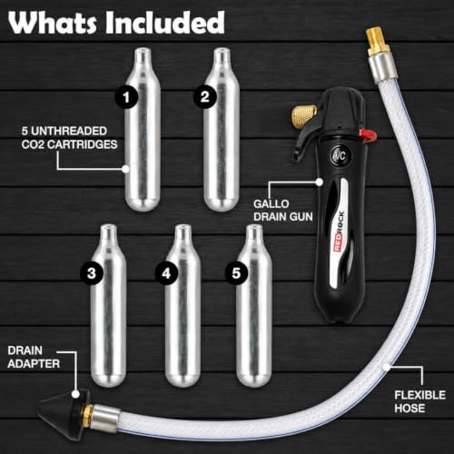RedRock Gallo Drain Gun with 5 Unthreaded CO2 Cartridges for A/C - Image 3