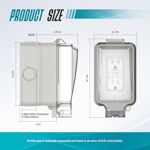 15A GFCI Outdoor Electrical Outlet Box, Hilictokt IP66 | Hand Tools - Image 4