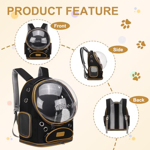 Pet Backpack Carrier Black W/Transparent Cover 12.6" - Image 5