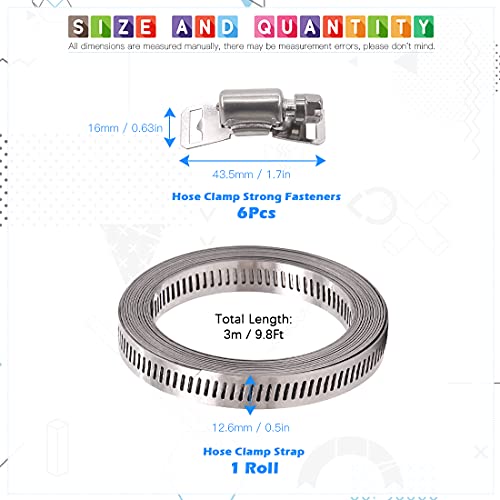 Glarks 7Pcs 10 Feet Long Worm Gear Hose Clamp | Hand Tools - Image 3