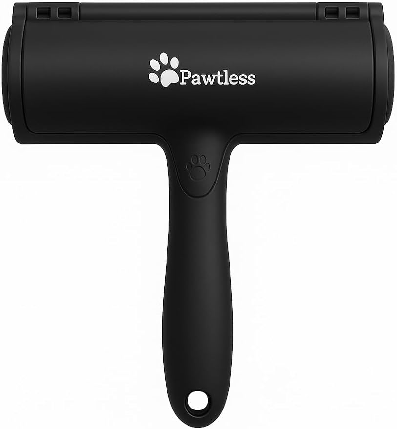 Pet Hair Remover Black - Reuseable Dog & Cat Hair Remover for Furniture, Clothes, Carpet, Car interiors- Eco-Friendly Lint Roller with Self-Cleaning Chamber- No Adhesive, No Refills Needed