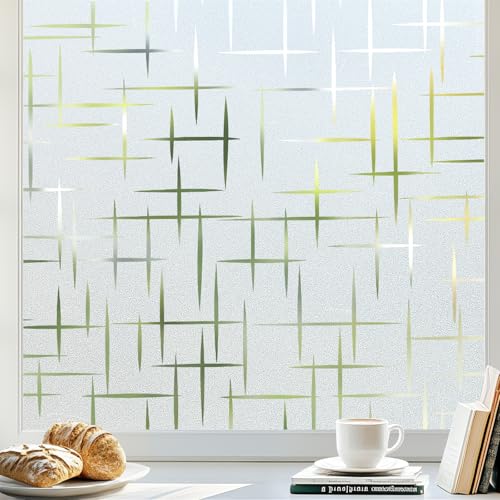 rabbitgoo Frosted Window Privacy Film, Cross Pattern - Image 2