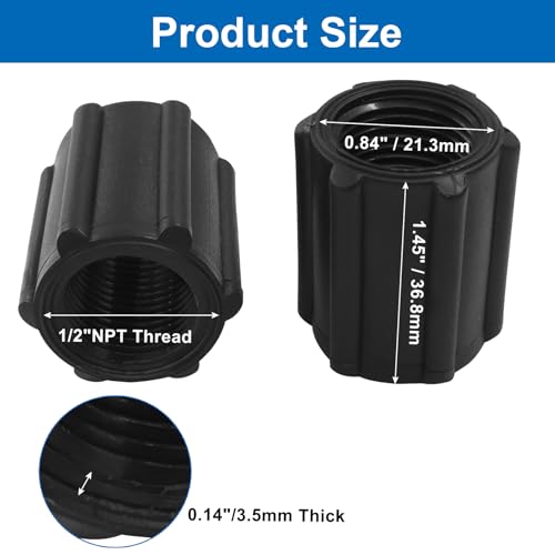 10 Pack 1/2 Inch Double Female Thread Joint PVC Coupling - Image 3
