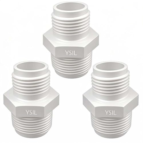 YSIL 3Pcs PVC Garden Hose Adapter Male 1.25" NPT x 3/4" GHT - Image 2