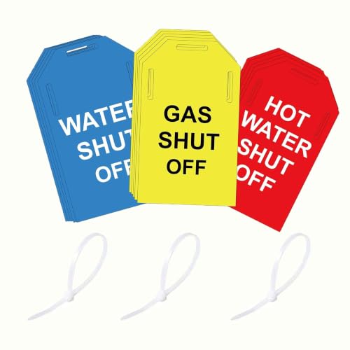 Shut Off Valve Tag Yellow Gas Blue Water Red Hot Water Shut off - Image 2