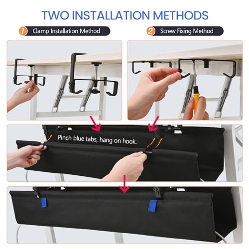 48" Under Desk Cable Management Tray- Clamp/Screw Mount | Hand Tools - Image 7