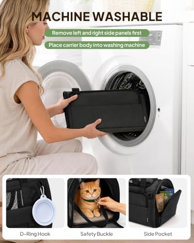 Soft Cat Carrier 17"x11"x11" Washable Pet Bag with Steel Frame - Image 3