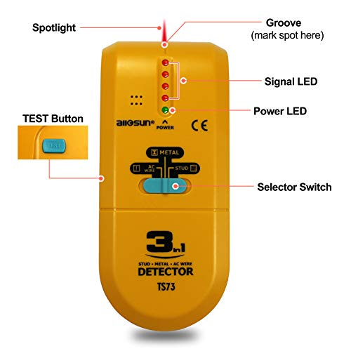 ALLOSUN TS73 3 in 1 LED Wood Stud FinderMulti Stud | Home Repair - Image 3