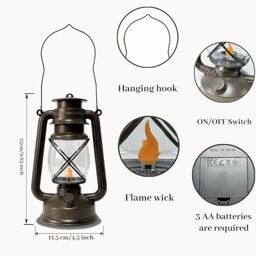2 Pack LED Vintage Lantern Battery Powered Lanterns - Image 5
