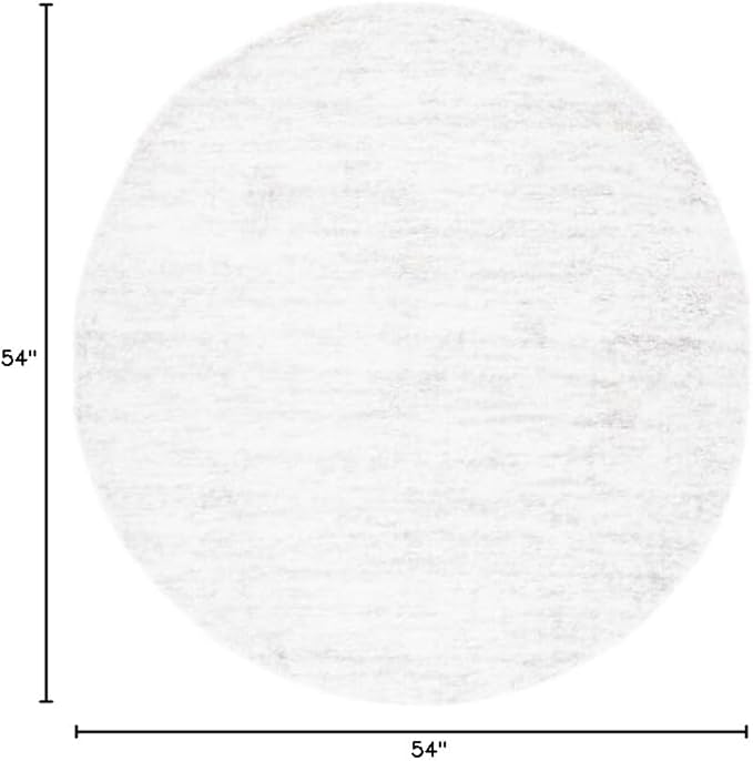 SAFAVIEH Berber Shag Collection Area Rug - 4'5" Round, Ivory & Light Grey, 1.2-inch Thick Ideal for High Traffic Areas in Living Room, Bedroom (BER563F)