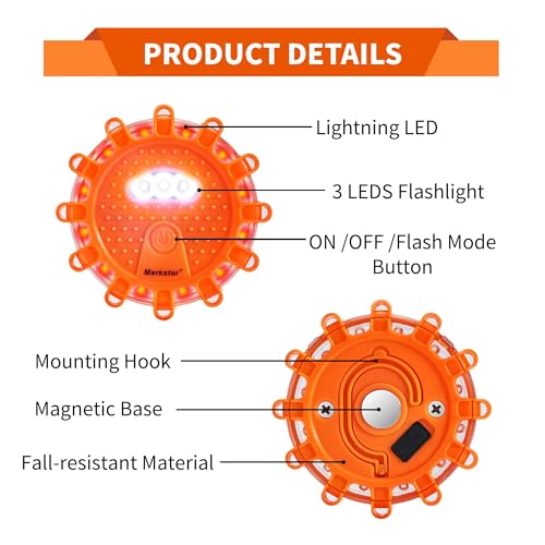 6-Pack LED Road Flares, Rechargeable roadside emergency kit - Image 5