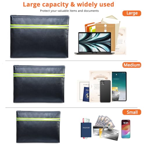 Fireproof Document Bag – 3 Pack (15" x 11", 13" x 9.7" - Image 5