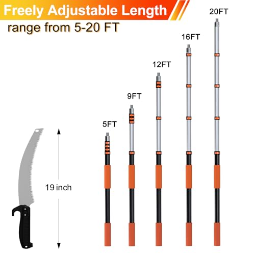 LAANPOLE 26FT Pole Saw, Telescoping Tree Trimmer - Image 3