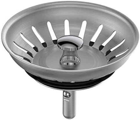 KANARY Stainless Steel Kitchen Sink Strainer Basket-Replacement for Standard Drains(3-1/2 Inch)-Ball-Lock Rubber Stopper (Single, Stainless Steel)