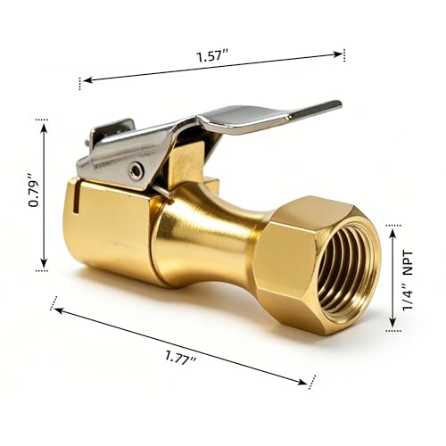 Lock On Air Chuck with Clip, 1/4" NPT Closed Flow Tire - Image 3