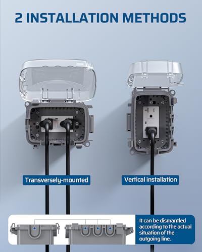 DEWENWILS 20A Outdoor Outlet Box, NEMA WR/TR 5-20R GFCI Outlet - Image 3