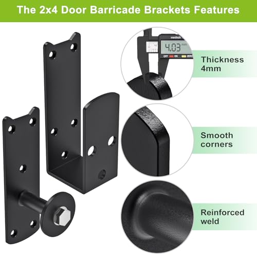 Heavy-Duty 2x4 Door Barricade Brackets with Rotating Lock - 4mm - Image 4