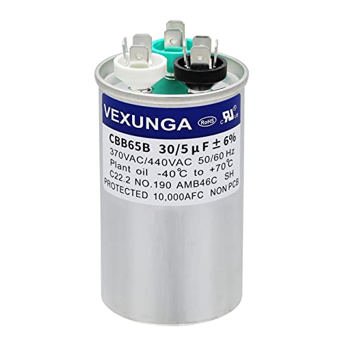 30/5 uF 30+5 MFD 370VAC or 440VAC Dual Run Start Round A/C - Image 2