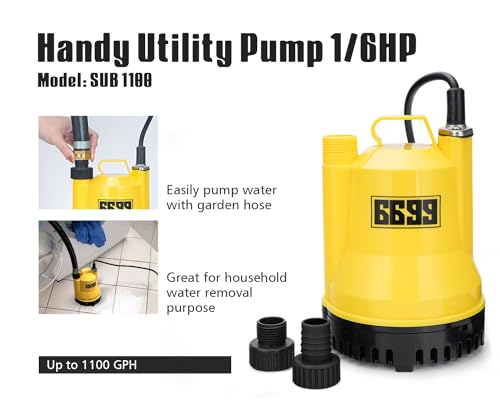1/6HP Portable Utility Pump Submersible Small Backup Sump - Image 5