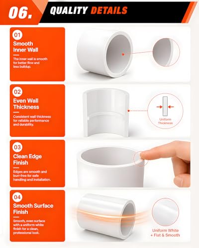 4 Pcs 2 Inch PVC Coupling Fittings, Socket x Socket - Image 8