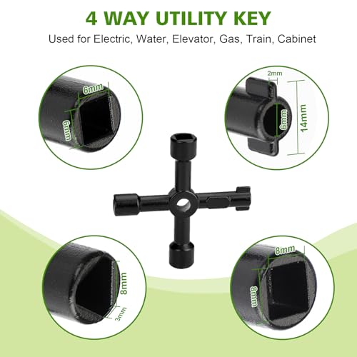 Water Meter Key 16 Inch with 4-Way Utility Key, T-handle - Image 6