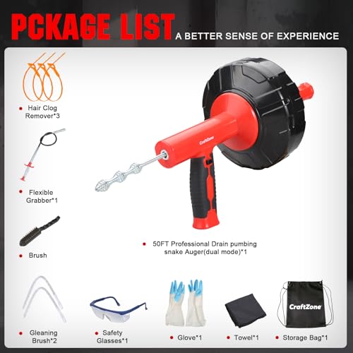 Drain Auger 33 Ft with Easy Cable Rewind System, Plumbing - Image 8