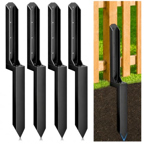 4Pack Fence Post Repair Kit, Heavy Duty Steel Ground Spike - Image 2