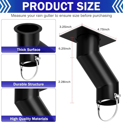 Black Metal Gutter Downspout Rain Chain Adapter - Image 3