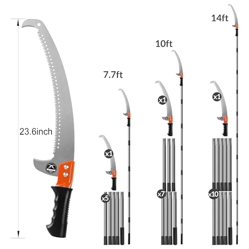 14FT Pole Saw for Tree Trimming 2-in-1 Hand Saw Steel - Image 4