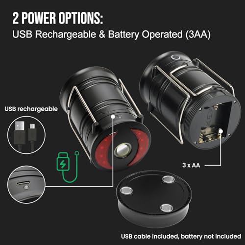 Lichamp 2 Pack Camping Lanterns Rechargeable and Battery - Image 7