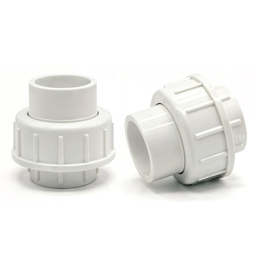 YSIL 2" PVC Union Coupling Pipe Fitting (Socket x Socket) 2 Pack - Image 1