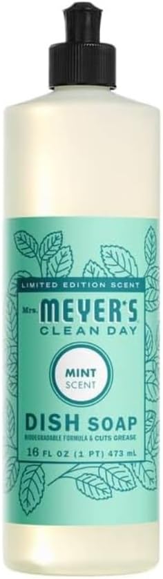 Mrs. MEYER'S Mint Variety Pack Includes 1 Room Freshener, 8 OZ, 1 Liquid Dish Soap, 16 OZ, 1 Liquid Hand Soap,12.5 OZ, 1 Multi-Surface Cleaner 16 OZ, 1 CT (Mint)