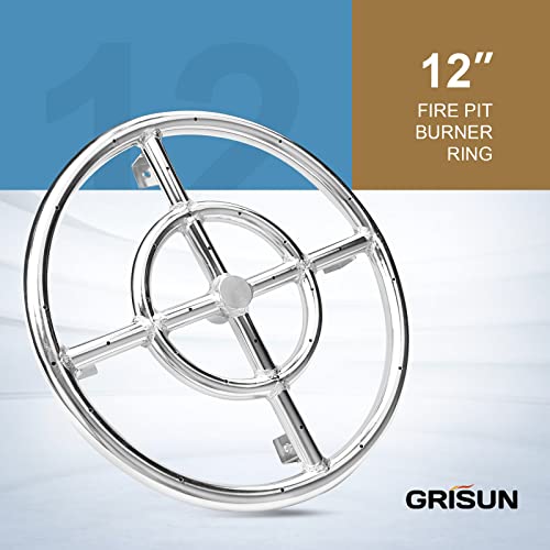 GRISUN 12 Inch Fire Pit Burner Ring Kit, DIY Round Gas - Image 4