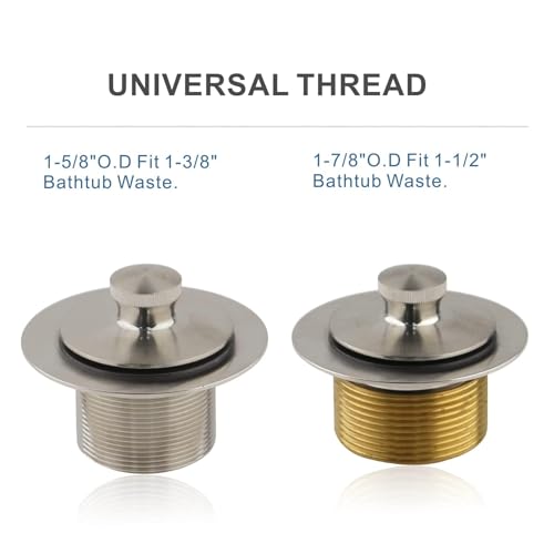 Brushed Nickel Lift and Turn Tub Drain Set,2-Hole Overflow - Image 5