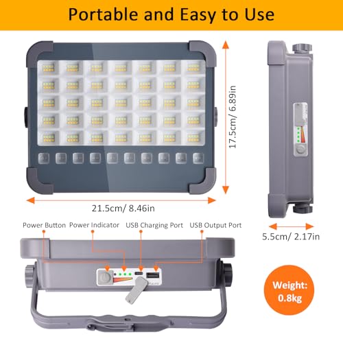 MASMEJOR Rechargeable Work Light Solar, 10000LM - Image 3