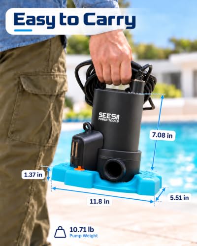 SEESII Automatic Pool Cover Pump, 1/3 HP 3035 GPH - Image 3