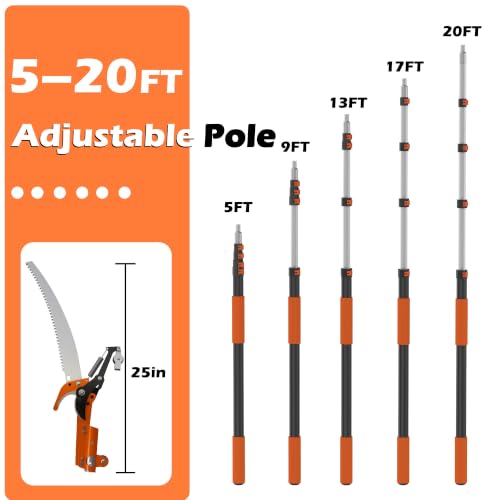 26FT Reach Manual Pole Saw, Extendable Tree Trimming Pruner - Image 3
