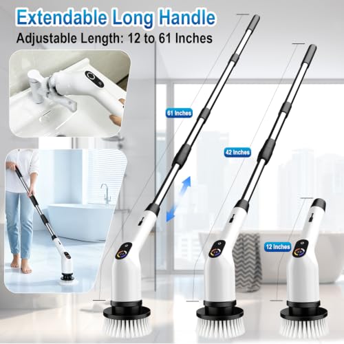 Cordless Large Power Cleaning Brush with Long Handle, Tub Spin - Image 3