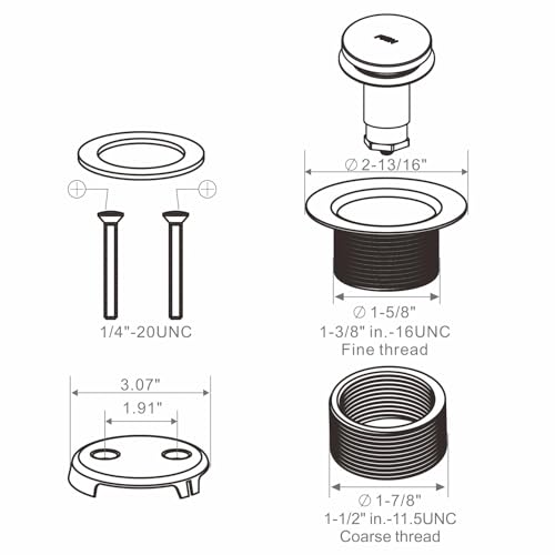 Chrome Tub Drain Bathtub Drain Kit,Tip Toe with 2 Hole Overflow - Image 3