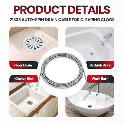 21338 Auto-Spin Replacement Drain Cable 1/4" x 30' | Phone & Computer - Image 7