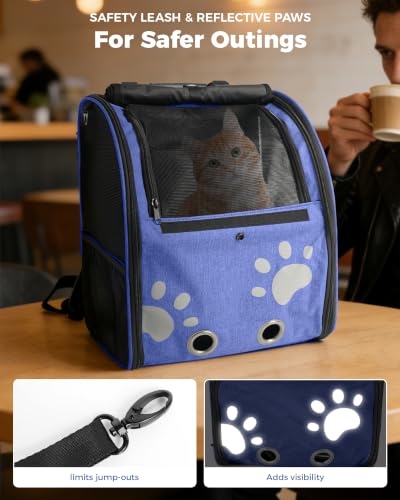 Outdoor Pet Backpack for Cats & Small Dogs, Hiking Travel, Blue - Image 6
