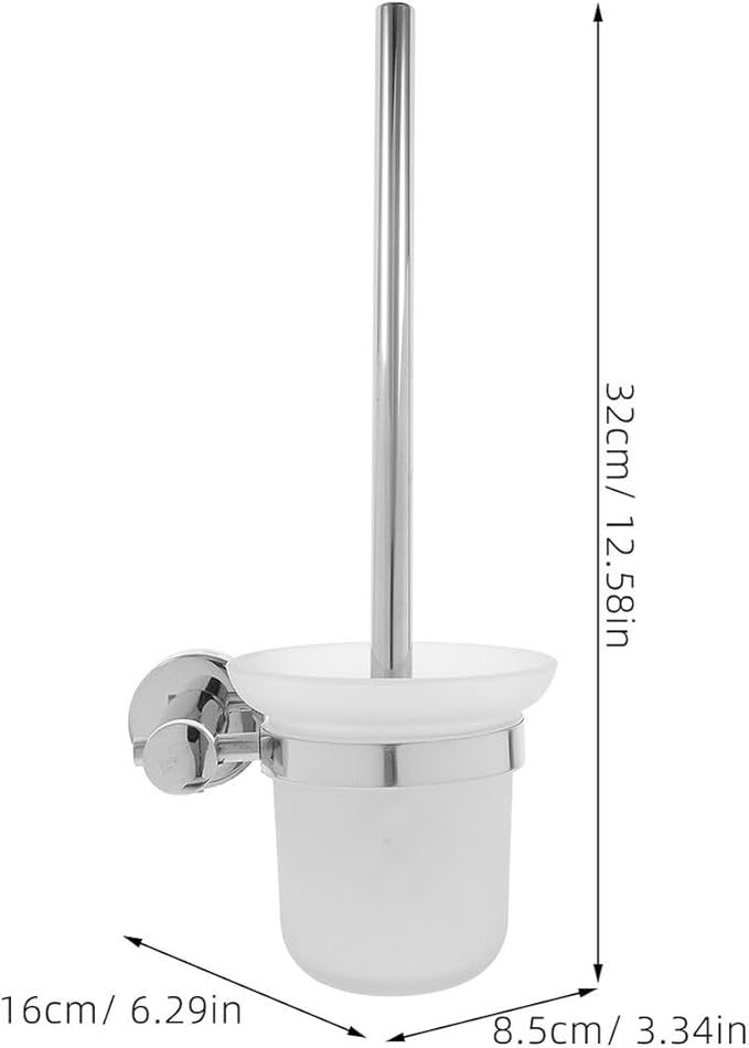 Stainless Steel Wall Mounted Toilet Brush and Holder Set with Long Handle Soft Gentle Brush Head for Toilet Bowl Cleaning Bathroom Accessory for Residential and Commercial Use