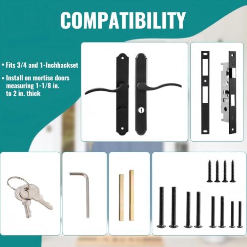 Flat Slot Storm Door Handle Complete Set, Mortise Keyed Lever - Image 5