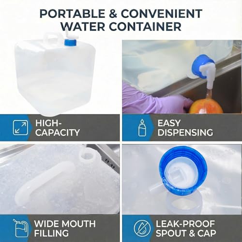 3 Pack 5.3 Gal Collapsible Water Storage Container Jug - Image 4