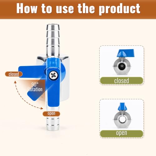 2 Pack 1/4" Hose ID Barb Mini Ball Valve, 304 Stainless Steel - Image 5