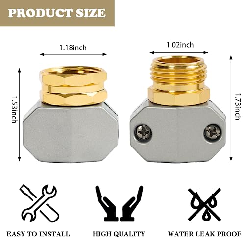 Hourleey Garden Hose Repair Kit, 2 Sets Aluminum Alloy | Home Repair - Image 4