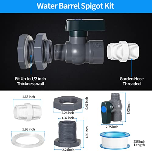 Suswillhit Rain Barrel Spigot Kit, Water Barrel Diverter, 2 Pack - Image 3