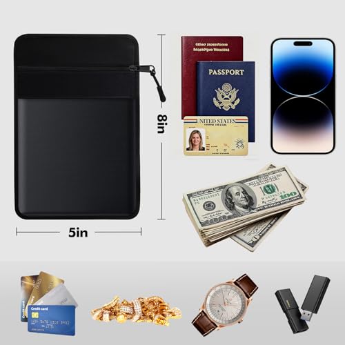 Fireproof Money Bag for Cash, 8x5.3in, Black - Image 4