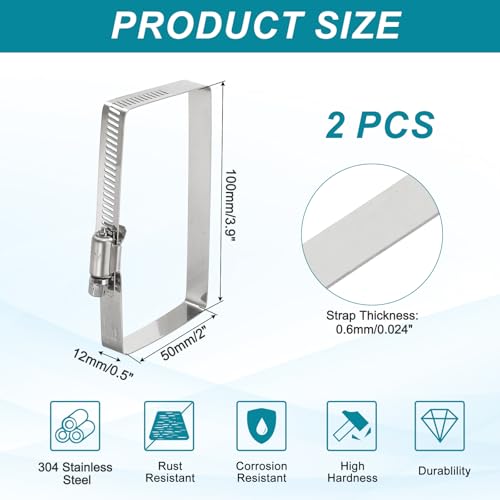 uxcell 2Pcs 304 Stainless Steel Rectangular Hose Clamp | Hand Tools - Image 3
