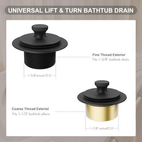 Bathtub Drain and Overflow Kit with Bath Tub Drain Stopper Matte - Image 5